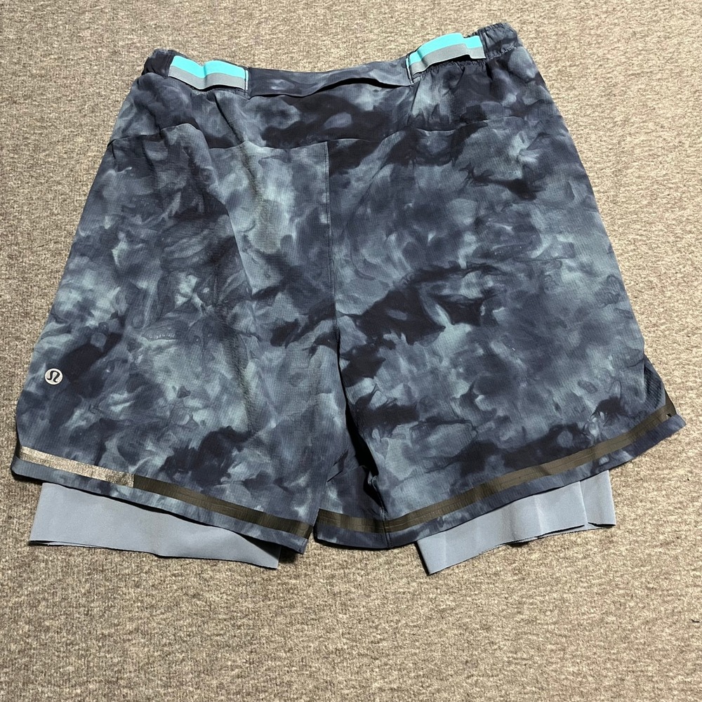 Lululemon Mens Surge Short 6" SE Lined Diamond Dye Asphalt Grey Navy Large